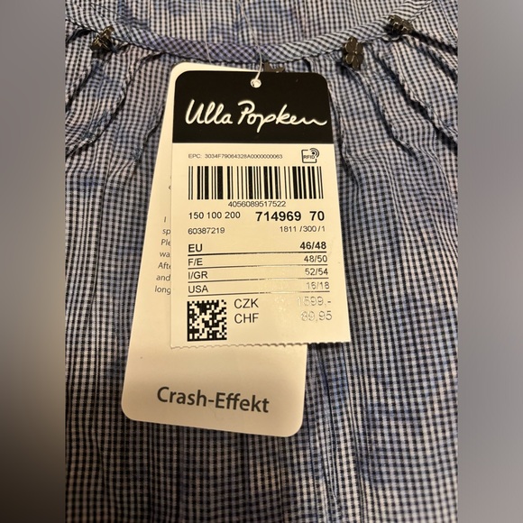 Ulla Popken NWT blue and white tunic with pewter colored accents, 16/18 - Picture 6 of 11